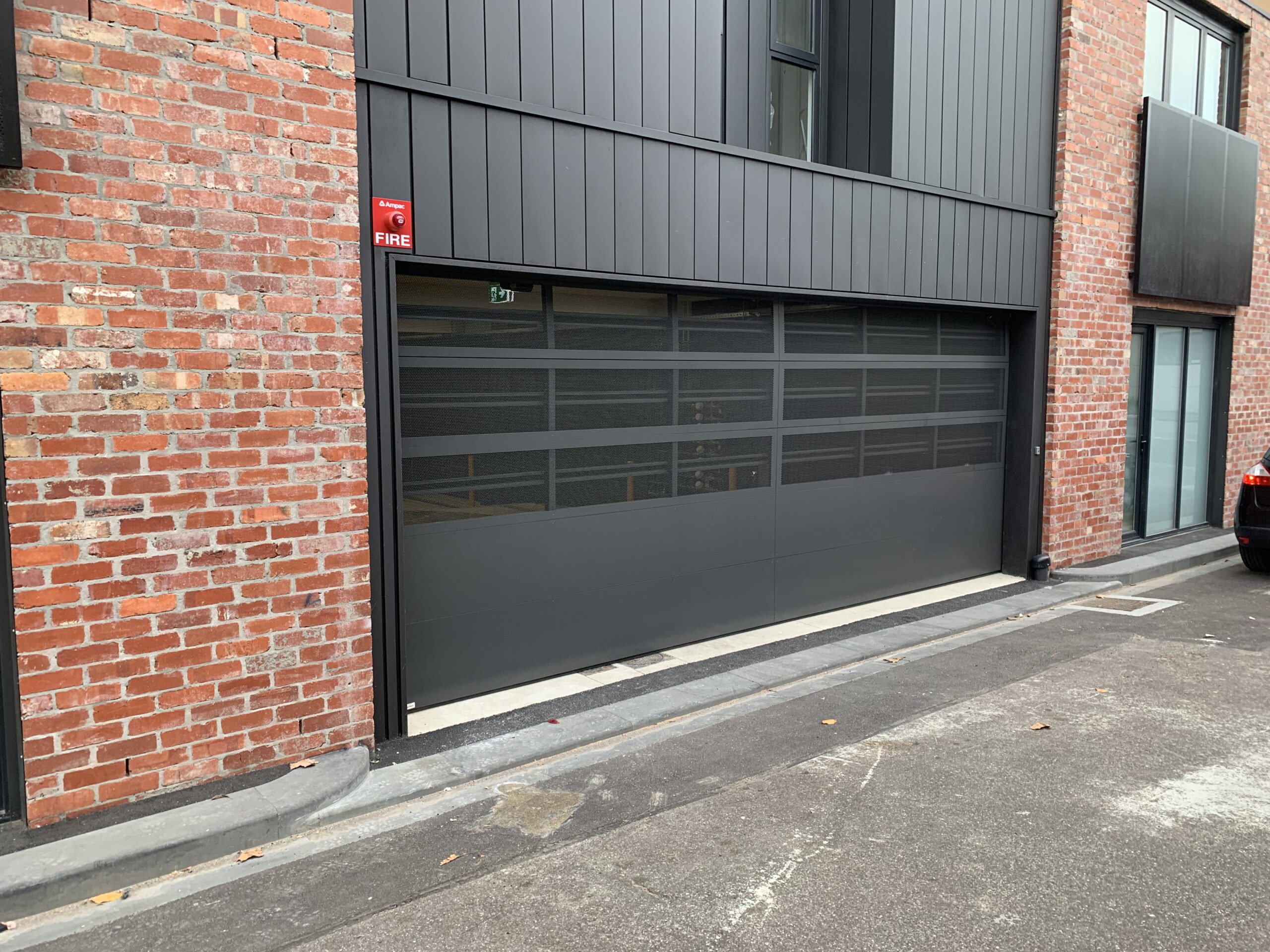 Exterior roller door access to North Melbourne garage turntable project